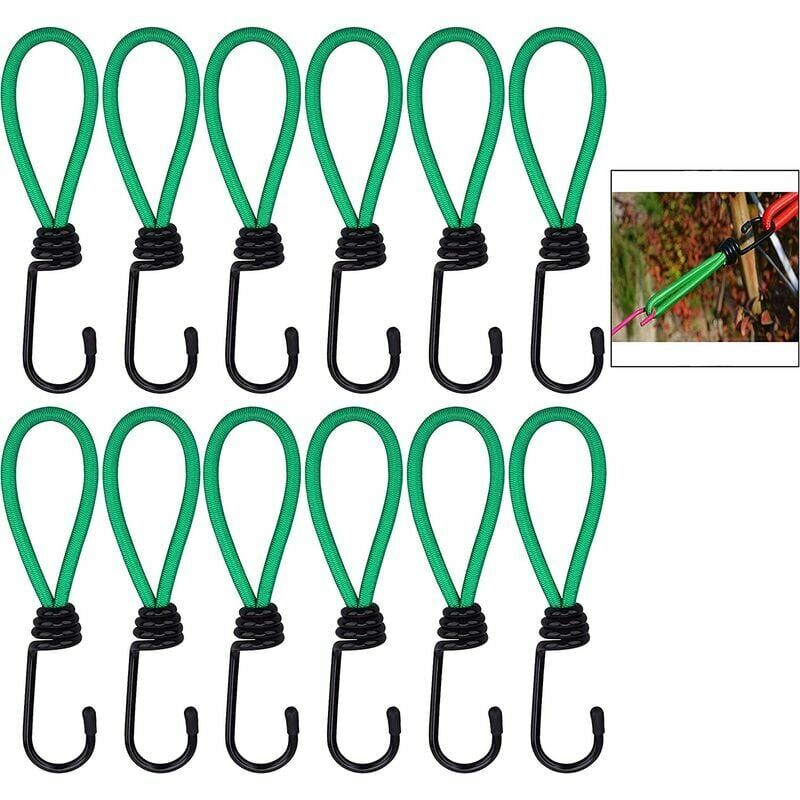 16 Pieces Rubber Straps with Hooks, Tent Rubber Hook, Camping Tent Hook Rubber Strap, for Camping, Tarpaulins, Awnings, Tents--Green.