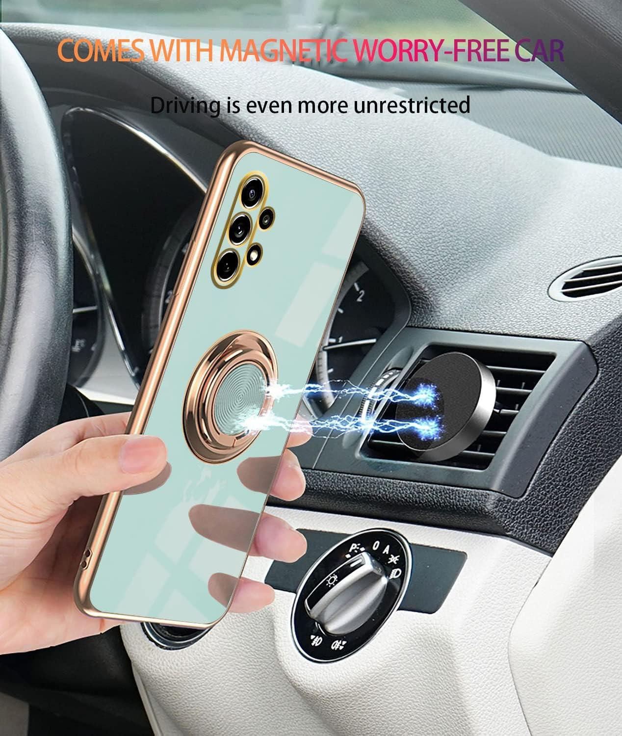 Case for Samsung Galaxy A32 5G (Green), Samsung A32 5G Case Shockproof, Plating 360 Degree Protection Magnetic Case Car Holder Case_yux.