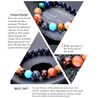 Solar System Bracelet for Men and Women, Universe Galaxy Eight Planets Guardian Star Natural Stone Beads Bracelet Gift Nine Planetsâyux Nine planets.