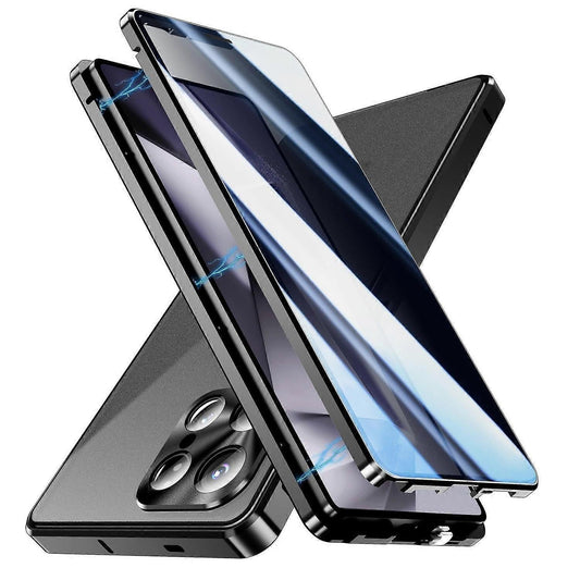 Compatible with Samsung Galaxy S25 Ultra Case Anti-Spy Double-Sided Tempered Glass Magnetic Phone Case - WELLNGS Black_yux Black.
