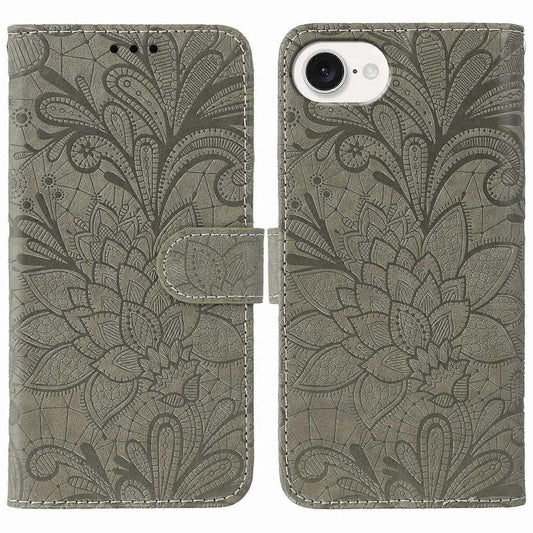 Case for iPhone 16e Lace Flowers PU Leather Flip Wallet Case.