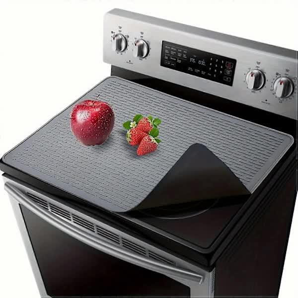 Extra Large Silicone Stove Protector Mat - Heat Resistant Protector for Electric Stove, Non-Slip Dish Mat for Kitchen Black.