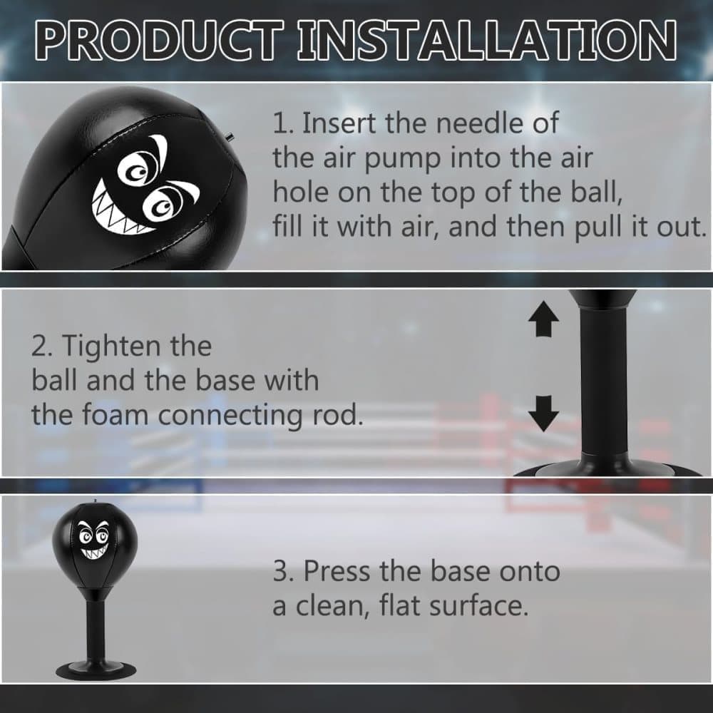 Boxing Ball for Desk - Stress Reducing Boxing Ball with Suction Cup, Stress Ball for Office, Workplace & Home, Perfect Gift Idea.