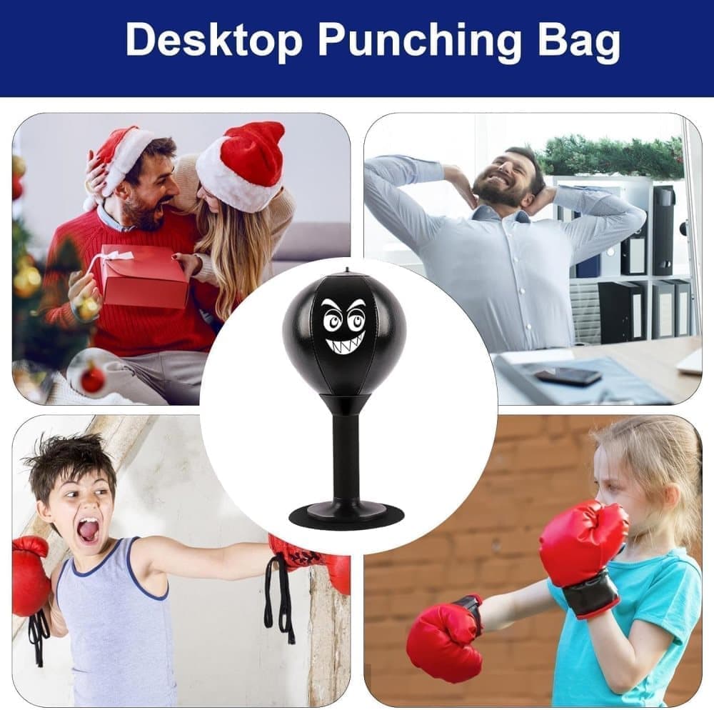 Boxing Ball for Desk - Stress Reducing Boxing Ball with Suction Cup, Stress Ball for Office, Workplace & Home, Perfect Gift Idea.