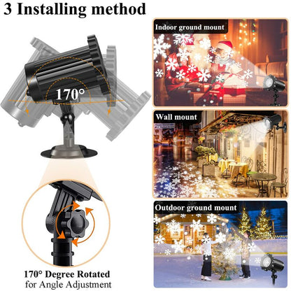 Christmas Snowflake LED Projection Lamp Outdoor IP65 Waterproof with Remote Control for Indoor Party Garden Wedding Bar