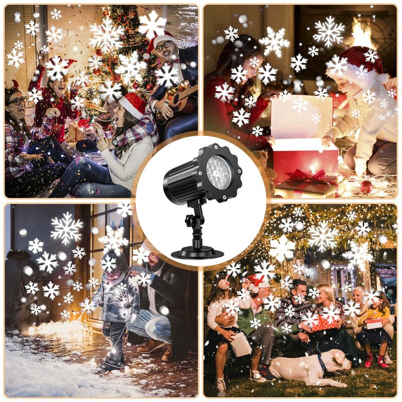 Christmas Snowflake LED Projection Lamp Outdoor IP65 Waterproof with Remote Control for Indoor Party Garden Wedding Bar
