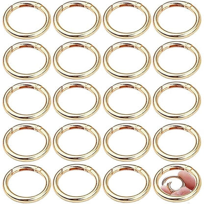 30pcs Round Carabiners 33mm Round Gold Snap Spring Ring Buckle Zinc Alloy Keychain Hook Clips for Crafts and Bag Accessories