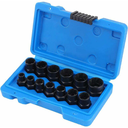 Socket wrench sets, nut extractor, socket for damaged bolts (13 pieces).
