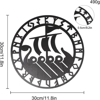 Metallic Viking Wall Art | Nautical Nordic Compass Decor for Bedroom or Living Room