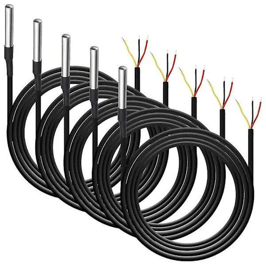 5pcs Waterproof DS18B20 Temperature Sensor, Digital Temperature Thermal Cable Temperature (-55- +125).
