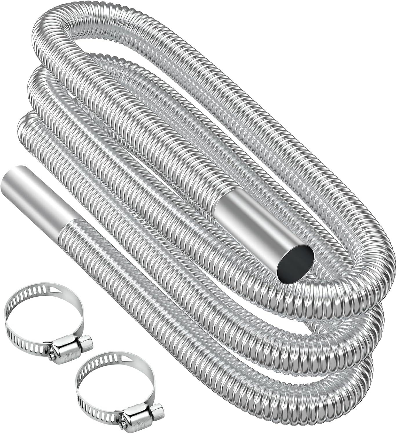 Air heater hose, 300 cm Ã 2.5 cm stainless steel exhaust pipe, parking heater pipe with 2 hose clamps, for parking heater 300CM.