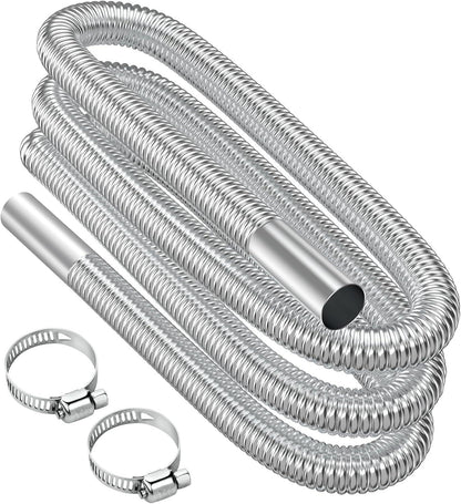 Air heater hose, 300 cm Ã 2.5 cm stainless steel exhaust pipe, parking heater pipe with 2 hose clamps, for parking heater 300CM.