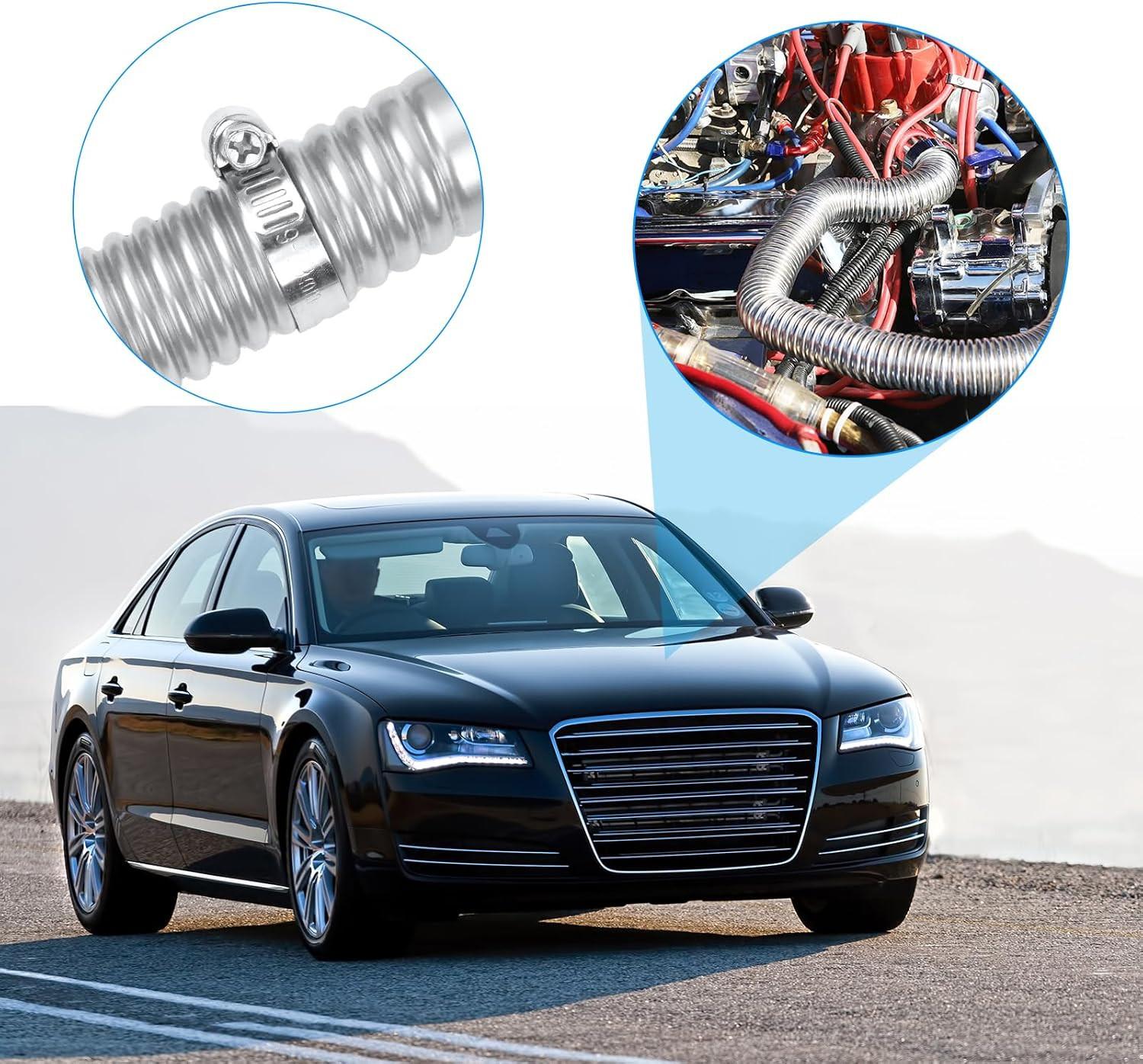 Air heater hose, 300 cm Ã 2.5 cm stainless steel exhaust pipe, parking heater pipe with 2 hose clamps, for parking heater 300CM.