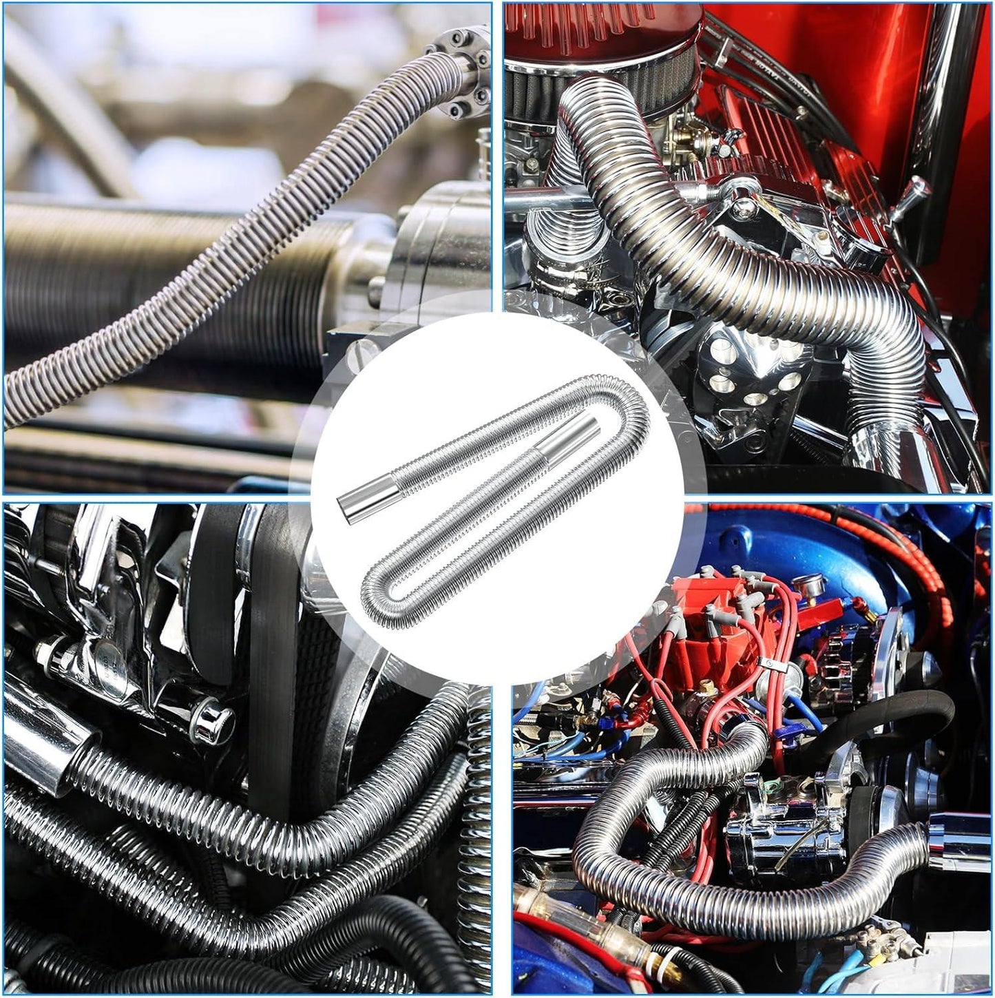 Air heater hose, 300 cm Ã 2.5 cm stainless steel exhaust pipe, parking heater pipe with 2 hose clamps, for parking heater 300CM.