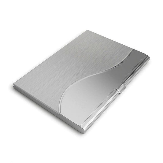 Slim Stainless Steel Card Case \"Wave\" - Silver Silver Silver