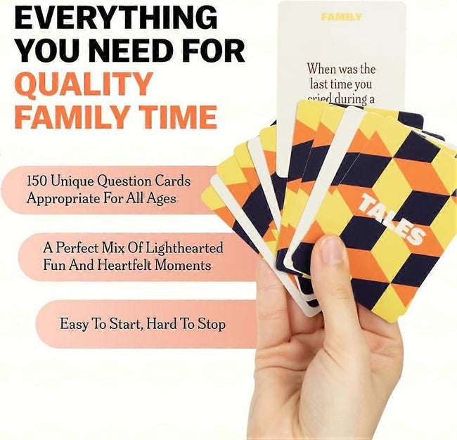 TALES 150 Conversation Cards, Family Edition, Perfect for Family Games for Adults, Teens and Kids, Gifts, Holidays and Gatherings_yux 1pcs Main Image