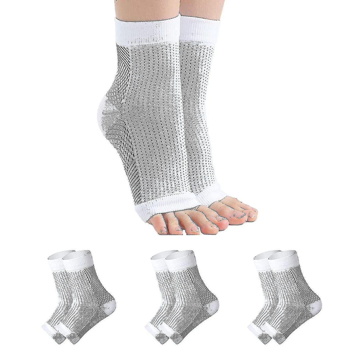 Pairs Neuropathy Socks, Soothing Socks for Neuropathy Pain, Tendinitis Compression Socks, Plantar Fasciitis, Neuropathy - White - L XL