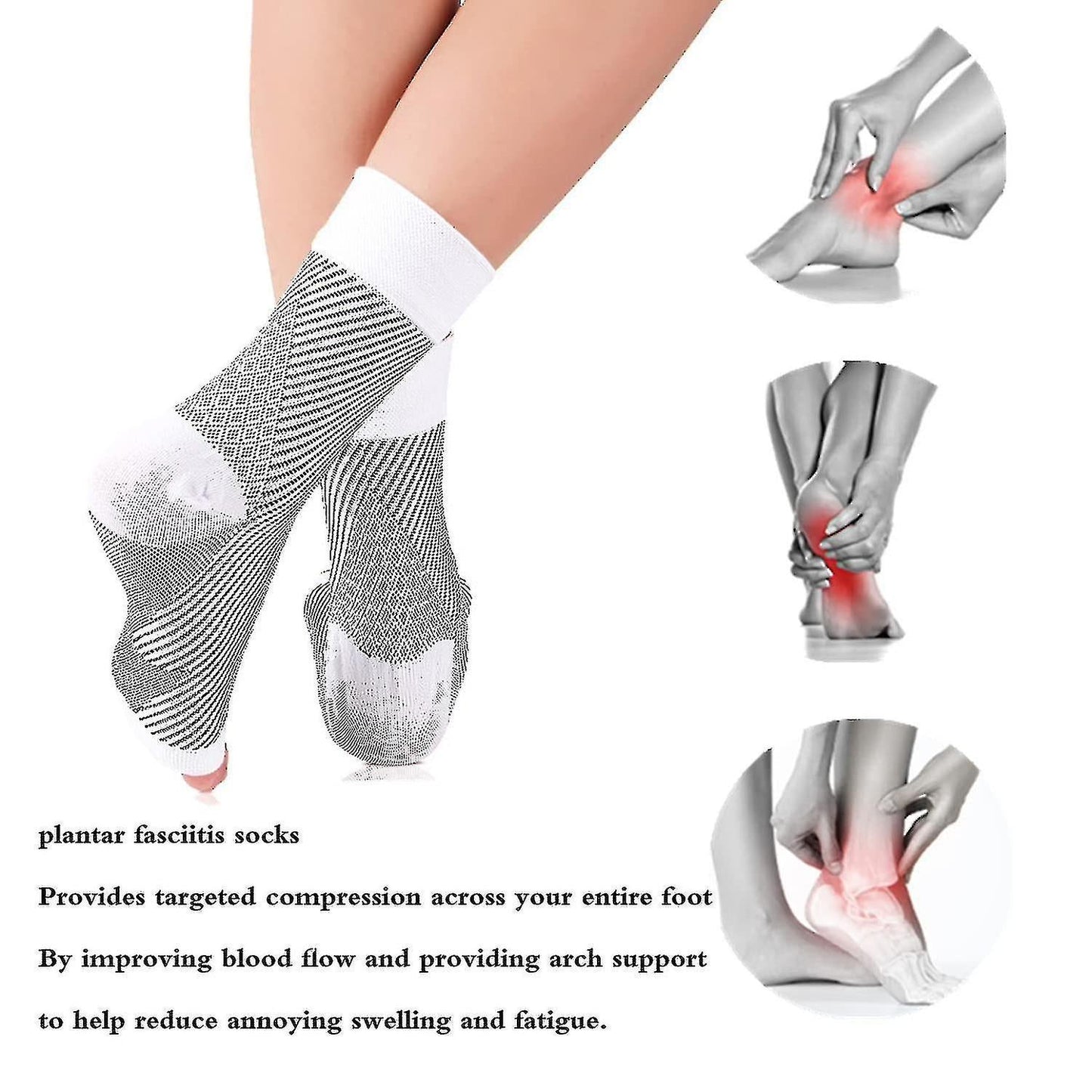 Pairs Neuropathy Socks, Soothing Socks for Neuropathy Pain, Tendinitis Compression Socks, Plantar Fasciitis, Neuropathy - White - L XL