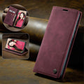 CASEME 013 Series Samsung Galaxy S21 FE Wallet Case Stand Automatic Suction PU Leather Case Red_yux Red Red.
