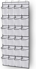 pc Over the Door Shoe Storage Organizer Hanging Shoe Rack Holder 24 Large Mesh Pockets for Closet Door Organization with Hangers White White