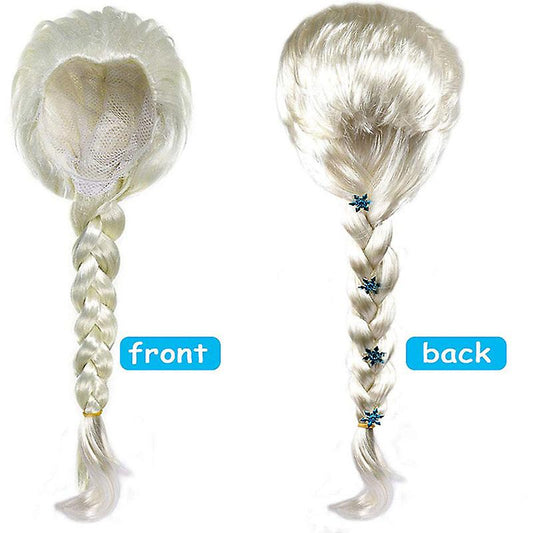 Elsa Princess Dress Clothes Cosplay Dress Up Gloves Wand Crown Jewelry Set Elsa Wig Necklace Braid