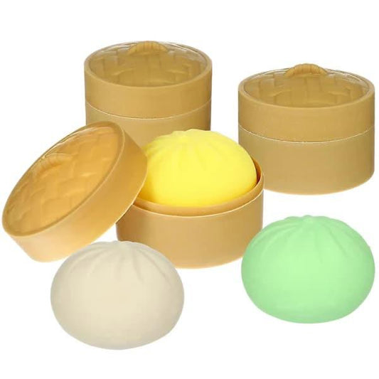 3pcs Dumpling Stress Balls Squeeze Sensory Toys with Steamer Handballs Toys Party Favors.