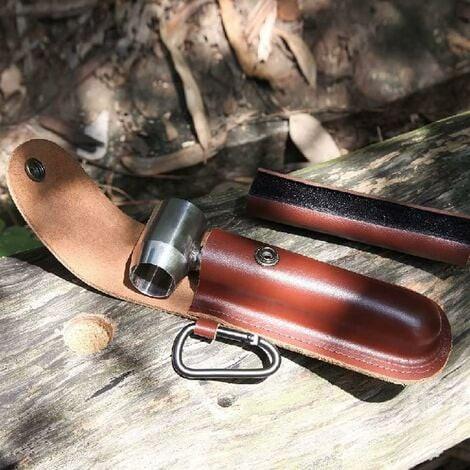 Manual drill, hand drill for woodworking with leather case for bushcraft settlers, woodworking wrench, outdoor wood drill, hole, wood plug.