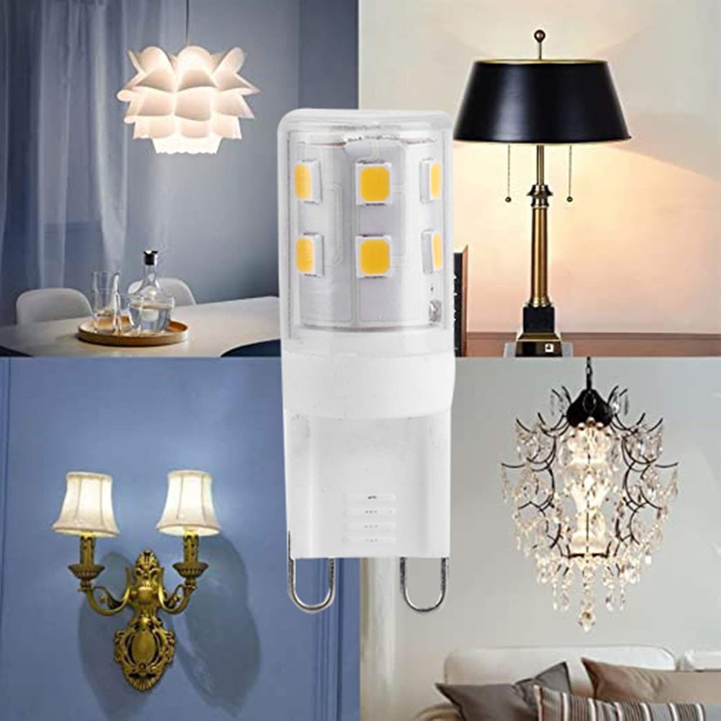 10pcs G9 2W 16LED Mini LED Bulbs, Ceramic Base, Eye Protection, Dimmable Design, Energy Saving Equivalent to 30 Watt Halogen