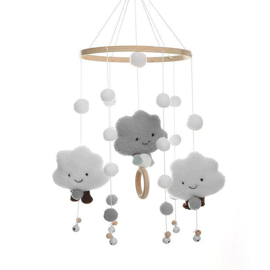 Baby Mobile Music Box, Safe Baby Crib Mobile Hanging Pendant Music Box Bedside Clock Grey_yux Gray.