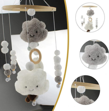 Baby Mobile Music Box, Safe Baby Crib Mobile Hanging Pendant Music Box Bedside Clock Grey_yux Gray.