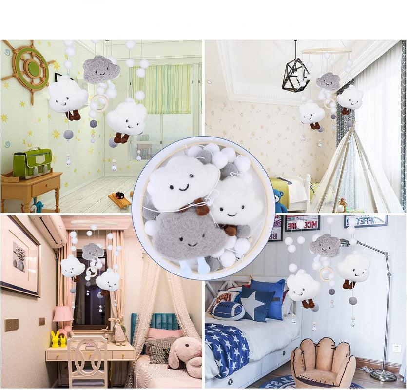 Baby Mobile Music Box, Safe Baby Crib Mobile Hanging Pendant Music Box Bedside Clock Grey_yux Gray.