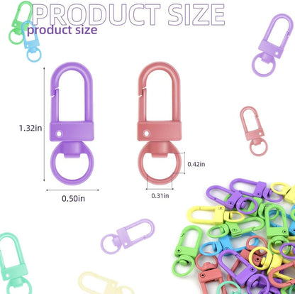 36 Pcs 6 Colors Metal Swivel Lobster Claw Clasps with Key Rings Keychain Lanyards Trigger Snap Hooks Strap for Chain Findings Crafts Connector Jewelry Making DIY Accessories Bag