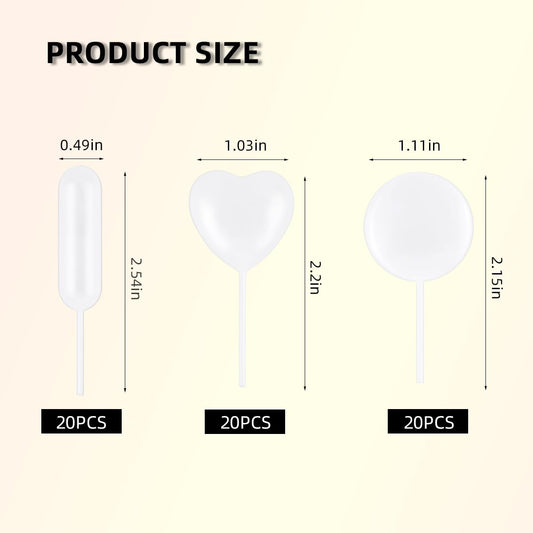 60 Piece Cupcake Pipettes - Plastic Squeeze for Strawberries, Chocolate, Ice Cream & Dessert
