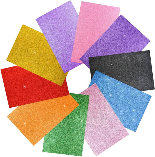 10 Pack Assorted Colors EVA Foam Sheets Glitter Paper for Craft DIY Cardstock Perfect Art Projects, Classroom Supplies, Cosplay, Party Decor, 2mm Thick (7.87 X 11.8 Inches)