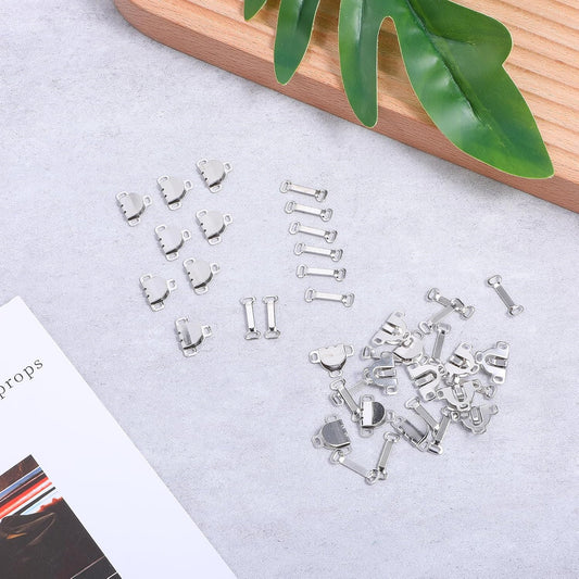 20 Sets Sewing Hooks and Eyes Closure, 16.5 mm Flat Hook and Eye Closure Clasp Snaps for Sewing Fasteners Kit Replacement Sewing Hooks for Clothing Pants Skirt Waist Trousers Dress Crafts (Silver)