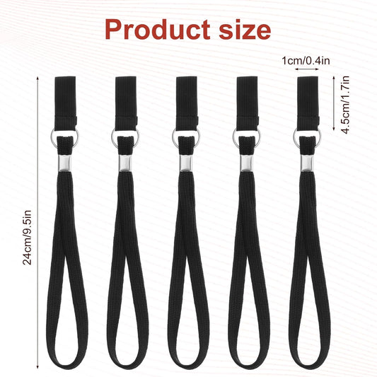 5PCS Walking Cane Wrist Strap Replacement, Black Adjustable Wrist Strap Lanyard Elastic Loop Universal Walking Cane Handle Crutch Straps Accessories for Foldable Sticks Standing Canes Seniors Crutches
