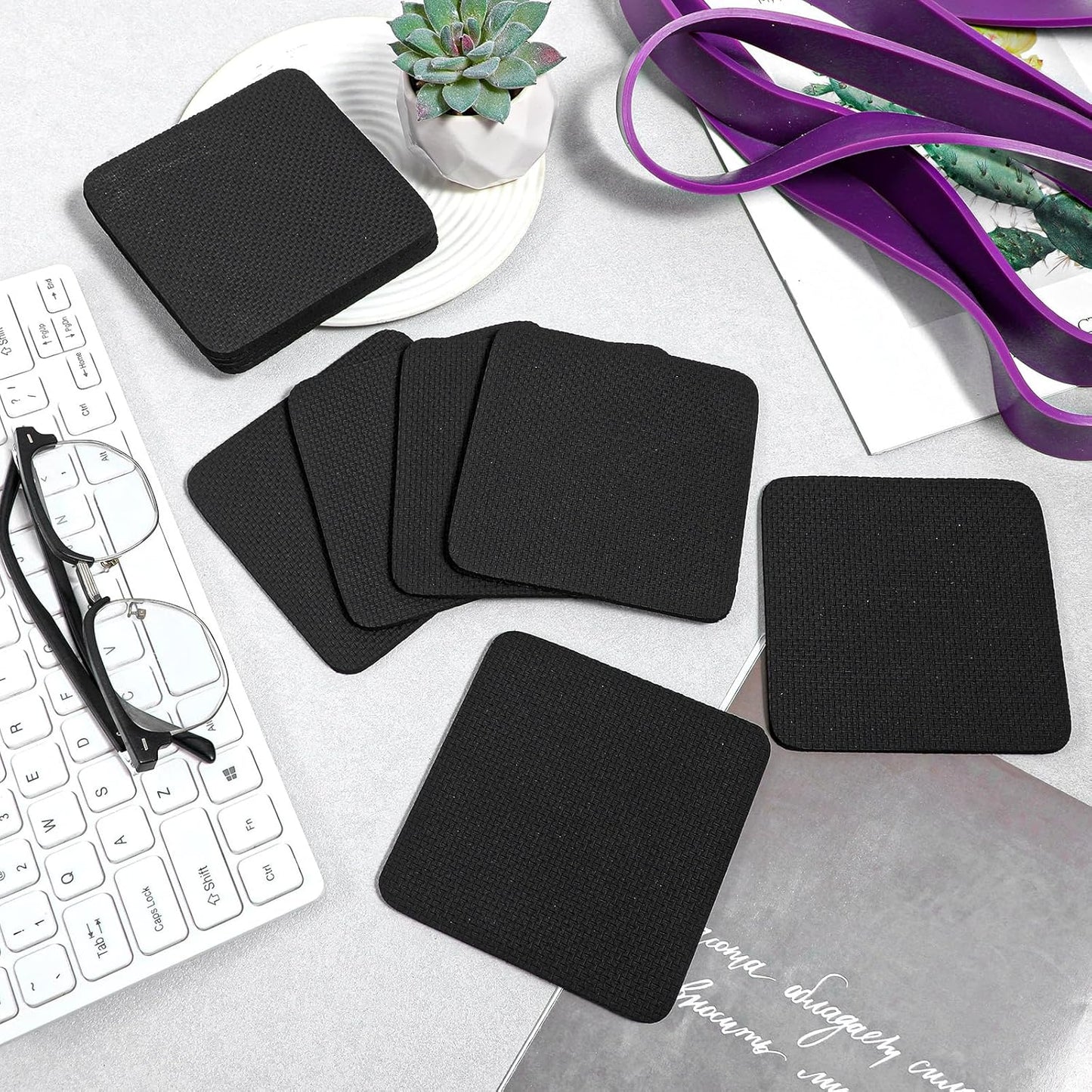 8 PCS Gym Grip Pads Rubber Weight Big Back Lifting Grips Workout Hand Pads Anti-Slip Weight Training Hand Grips Hands Protector for Gym Pull up Training Men Women No Sweaty (Black)