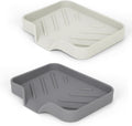 Silicone Soap Dish for Shower with Self Draining, 2 Pack Soap Holder for Bathroom, Silicone Sponge Holder for Kitchen Sink, Soap Tray for Dispenser, Scrubber, Bottle, 4.7"Ã3.9", Grey & Beige White.