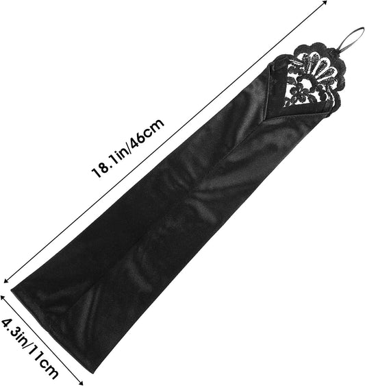 Satin Opera Gloves - Elbow Length, Black, Stretchy Fingerless, Perfect for 1920s Party & Wedding