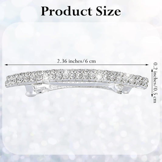 4 PCS Small Sparkly Rhinestone Hair Clips, Silver Crystal Ponytail Holder Side Clips Bling Metal Spring Hair Barrettes for Women Girls Bridal Wedding Engagement Prom Valentines