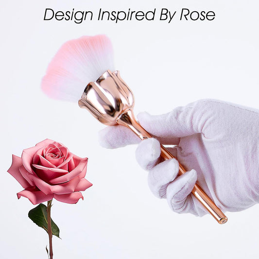 1 PCS Nail Duster Brush Pink Soft Rose Makeup Brushes Acrylic Nail Arts Manicure Dust Cleaner Brush Nails Art Dust Blush Brushes for Nails Trimming Cleaning Salon and Household Use