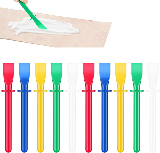 Xindojuz 10 PCS Silicone Glue Brush Spreader Tool Set, Colored Plastic Glue Smear Sticks Applicator, Flatback Woodworking Craft Adhesive Applicators, Durable Easy-to-Clean Brushes & Spreaders