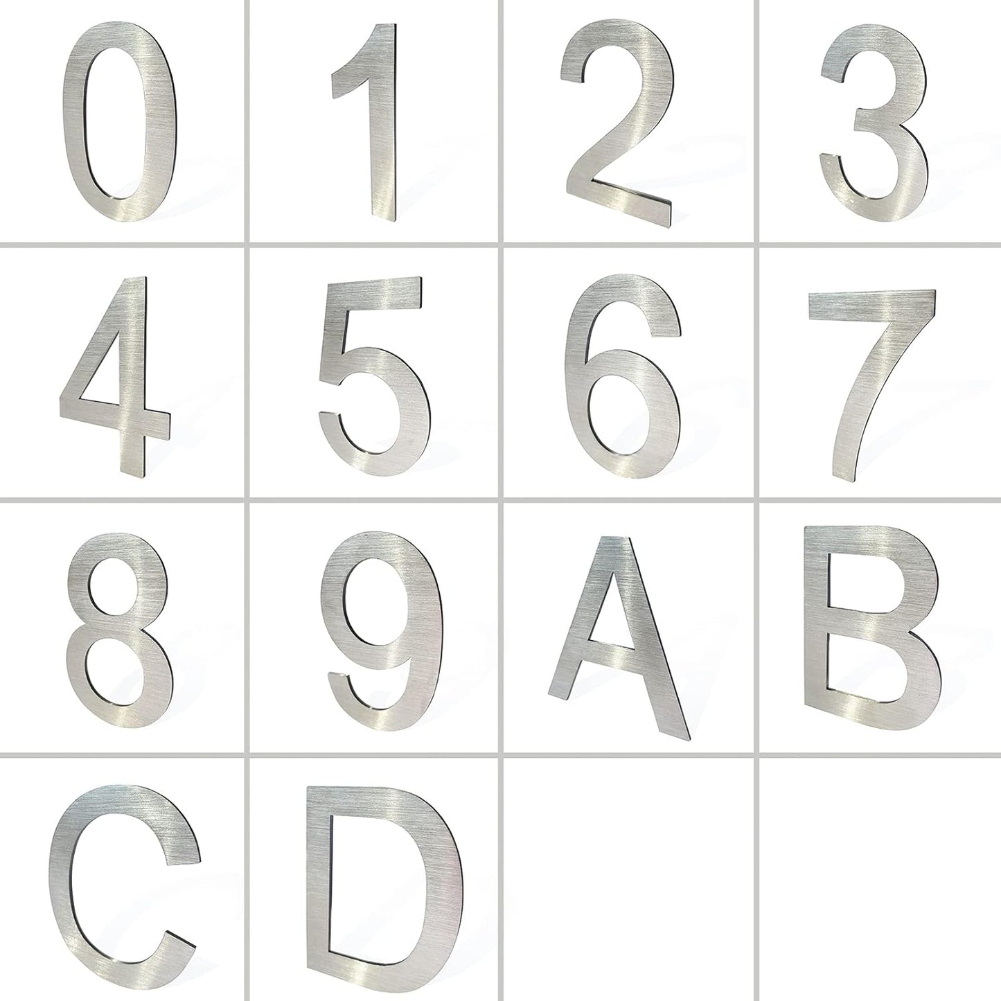 Stainless Steel House Numbers,Metal Modern House Numbers,Mailbox Decor Number,Self-adhesive house Number (3Inch-6, Silver)