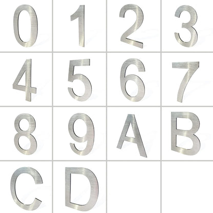 Stainless Steel House Numbers,Metal Modern House Numbers,Mailbox Decor Number,Self-adhesive house Number (3Inch-6, Silver)