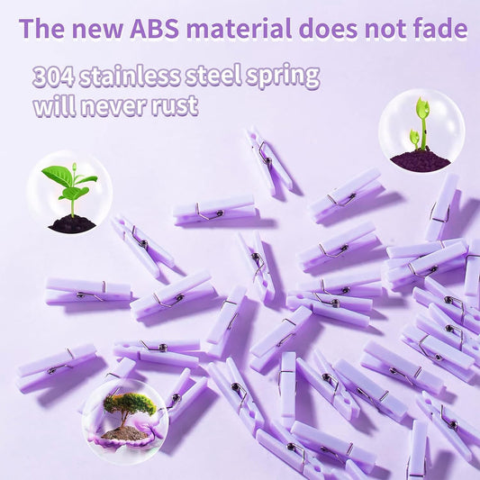 48PCS Clothes Pins Baby Shower Clothespin Favors Pink Girl Blue Boy Party Game Purple Clothespin(Purple)
