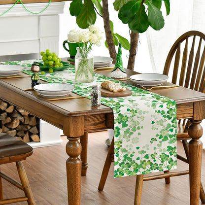 Shamrock Love Heart 210 GSM St. Patrick's Day Table Runner, Seasonal Spring Kitchen Dining Table Decoration for Home Party Decor 13x72 Inch