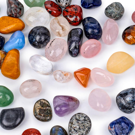 0.5LB Tumbled Stones Assorted, 0.4-0.8inch Natural Rocks Tumbled Gemstones Tumbled Chips Crystals for Healing Reiki Meditation Home Decoration Vases