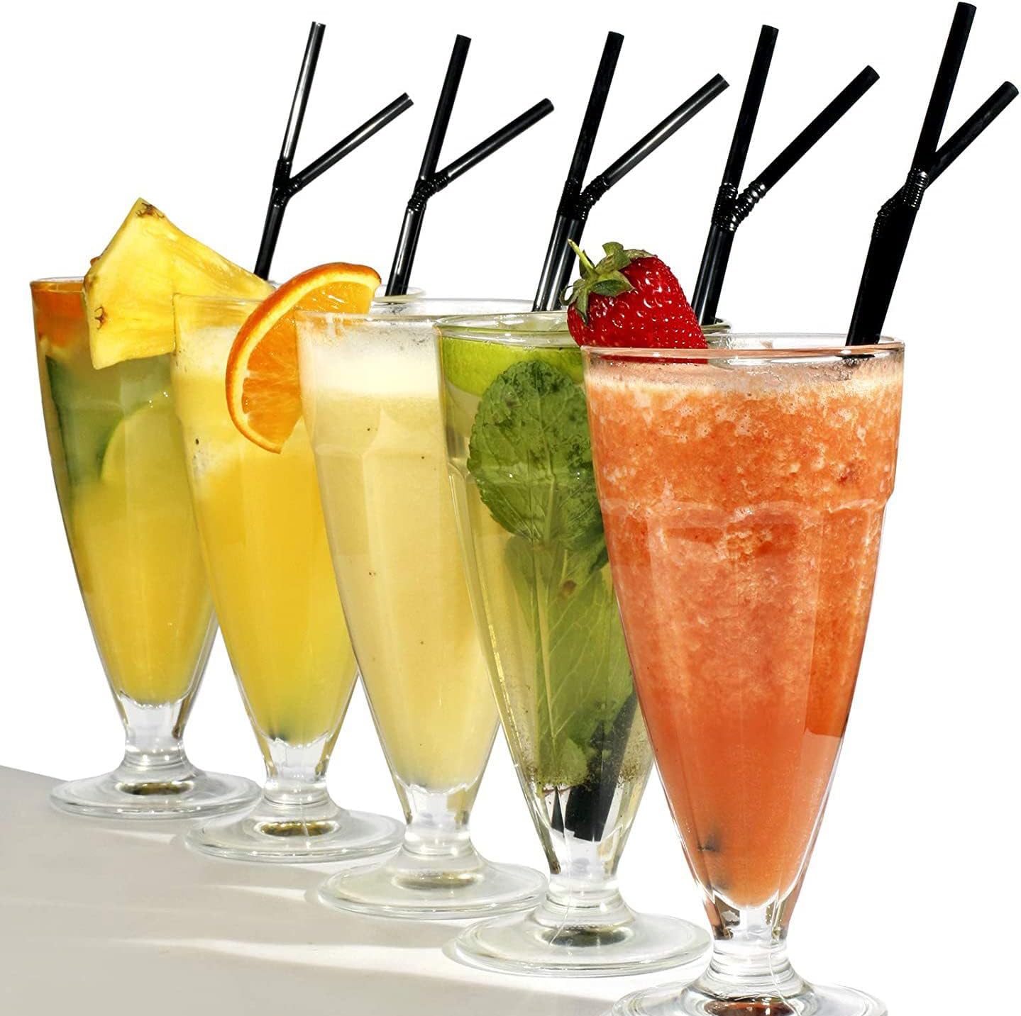 Flexible Plastic Straws Bendable for Drinking, Diameter 5 MM Length 21 CM (8.27 Inches), 100 PCS, Black, Standard Length