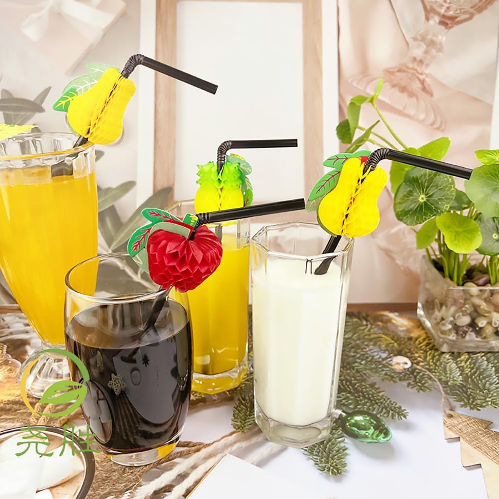 Flexible Plastic Straws Bendable for Drinking, Diameter 5 MM Length 21 CM (8.27 Inches), 100 PCS, Black, Standard Length