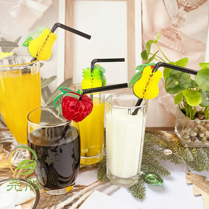 Flexible Plastic Straws Bendable for Drinking, Diameter 5 MM Length 21 CM (8.27 Inches), 100 PCS, Black, Standard Length